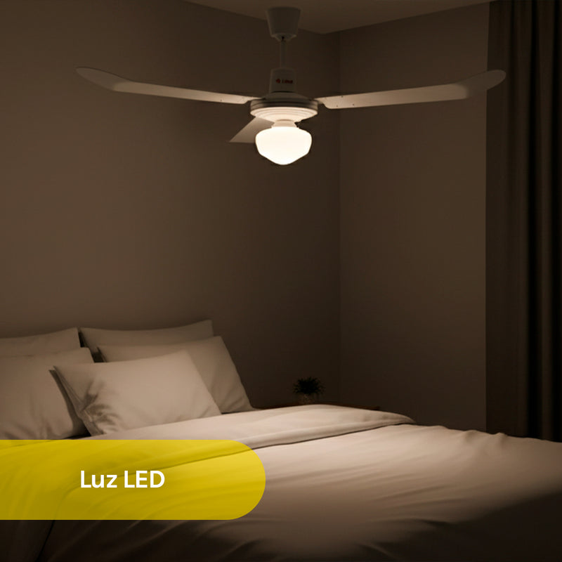Ventilador de techo con luz para interiores 56" marca LINKE modelo C-5601L color Blanco Aspas de Metal
